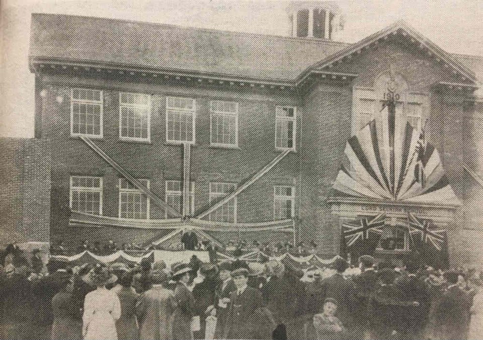  Some of the highlights in the life of Lord Selkirk Elementary include its opening in 1911 by then B.C. Premier Richard McBride (above) and the addition of the frame building to Cedar Cottage in 1908, shown here as a sketch drawn by Tony Pal, a grade 7 student of Lord Selkirk.