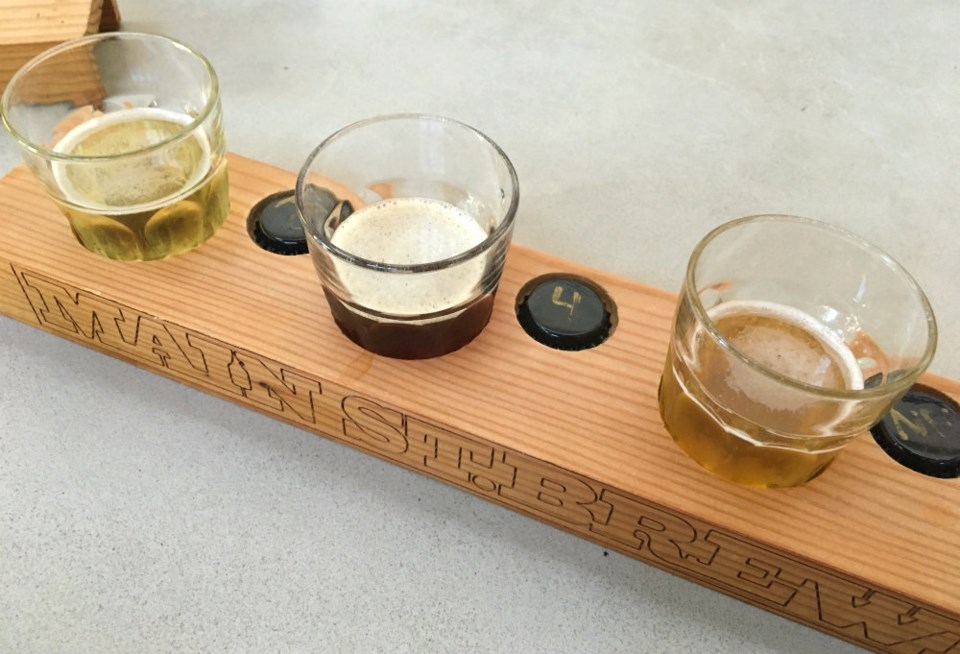  A beer flight at Main Street Brewing Company. Photo Melissa Shaw