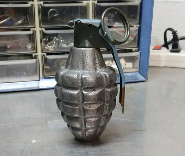  A fake grenade recovered in North Vancouver by the RCMP's explosives disposal unit. photo supplied