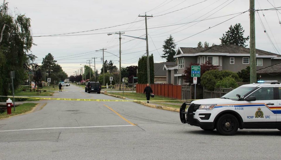  The scene of Sunday morning's shooting on Saunders Road near No. 4 Road. Shane MacKichan photo