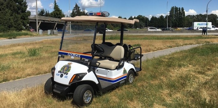  RCMP golf cart used during the Road Safety Unit's enforcement blitz on Tuesday. Photo: Submitted
