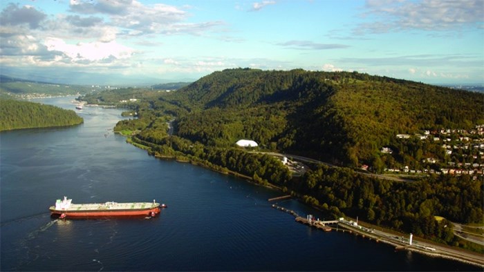  Kinder Morgan’s Westridge terminal in Burnaby, now being expanded, is among the corporation’s assets being handed over to federal control as part of the government’s nationalization of the Trans Mountain pipeline. Image: BIV files