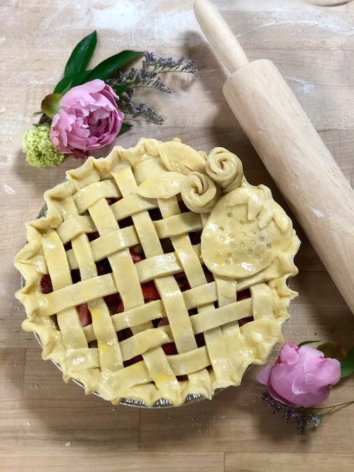  Lattice, rosettes, and a strawberry top a fresh Strawberry-Rhubarb pie (Lindsay William-Ross/Vancouver Is Awesome)