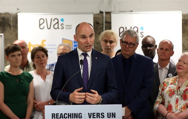  Federal Minister of Families, Children and Social Development Jean-Yves Duclos is seen at a youth homelessness organization in Toronto on Monday, June 11, 2018. Duclos announced an expansion of Ottawa's initiative to combat homelessness in Canada. THE CANADIAN PRESS/Colin Perkel