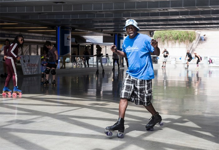  Robson Square’s skating rink will be turned into a classic disco Sunday for the second annual F.U.B.A.R. Roller Jam. All proceeds will go the Make-A-Wish BC & Yukon. Al Lamons, also known as DJ Alibaba, has been raising funds for Make-A-Wish for the past 15 years through his charitable organization F.U.B.A.R. — Friends United Beyond All Race. Photo Rebecca Blissett