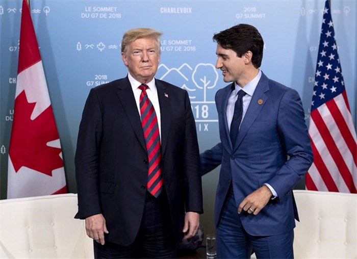  Prime Minister Justin Trudeau meets with U.S. President Donald Trump at the G7 leaders summit in La Malbaie, Que., on Friday, June 8, 2018. THE CANADIAN PRESS/Justin Tang