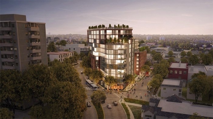  preliminary rendering of what was proposed for the Kettle-Boffo site at Venables and Commercial Dri