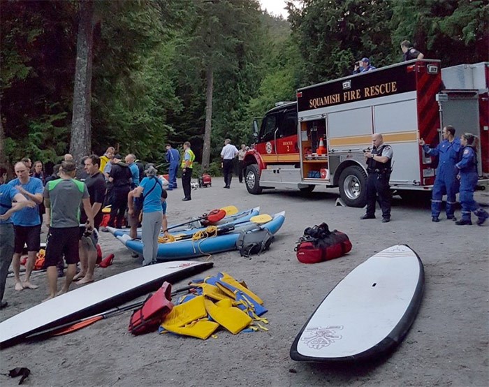  The scene at Alice Lake after a young man drowned Wednesday night.