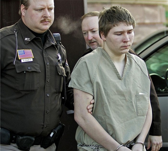  FILE - In this March 3, 2006, file photo, Brendan Dassey, is escorted out of a Manitowoc County Circuit courtroom in Manitowoc, Wis. Lawyers for Dassey are hoping the Supreme Court will agree to take his case. AP Photo/Morry Gash, File)