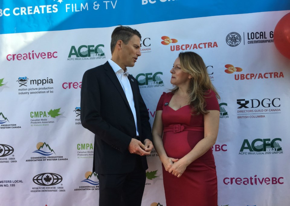  Mayor Gregor Robertson in conversation with Rio Theatre operator Corinne Lea Photo Melissa Shaw