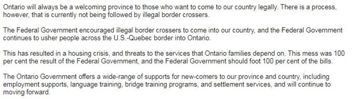  Source: Office of the Premier of Ontario