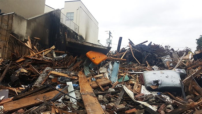  What's left of the apartment building at 2906 West Fourth Avenue after a fire on July 5th. - Elisia Seeber