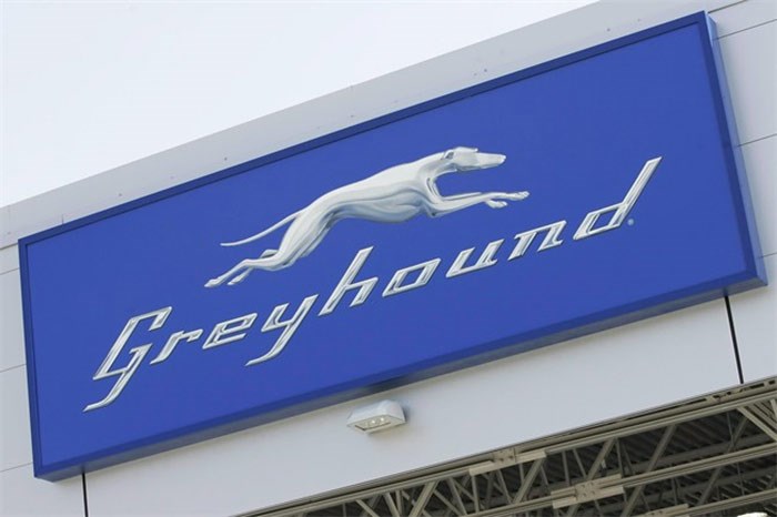  A Greyhound logo at the newly opened Greyhound Terminal at the James Richardson International Airport in Winnipeg on September 3, 2009. THE CANADIAN PRESS/John Woods