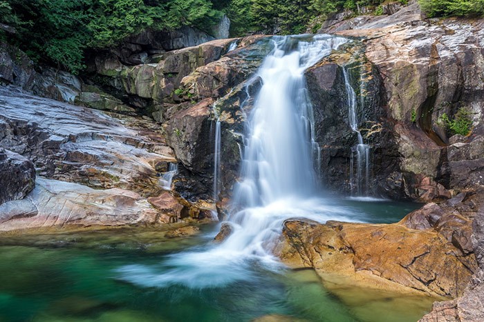  Lower Falls on Gold Creek in Golden Ears Provincial Park. It's unclear if this is the waterfall the men were swept off of. Photo Shutterstock