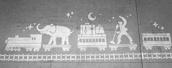  Train image on sidewalk, City of White Rock by Jeff Kulack, designer