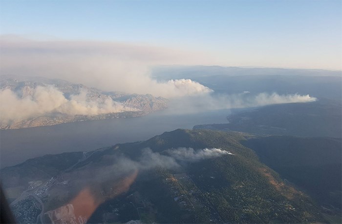 Wildfire activity in the Okanagan on Wednesday evening. Photo BC Wildfire Service