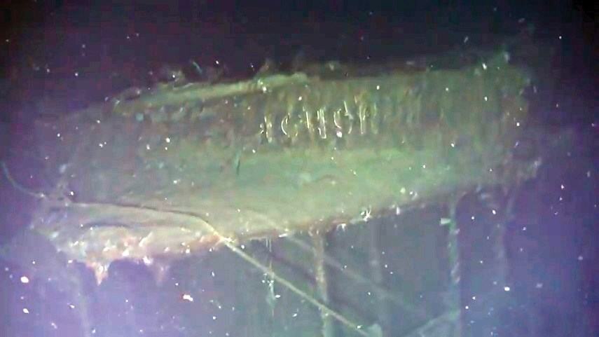  At a depth of about 1,400 feet, a Nuytco pilot was close enough to see the ship’s name still imprinted on the side of the Donskoii 113 years after its sinking. - image supplied