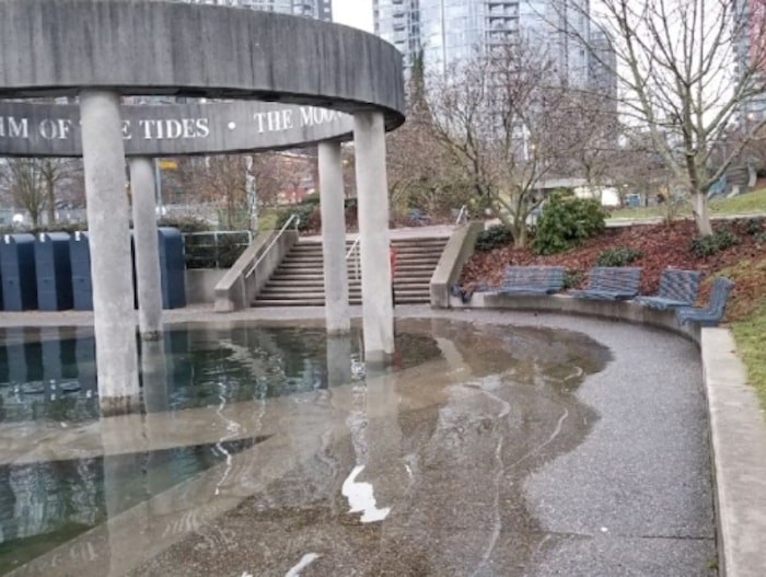  This photo was taken at Vancouver's David Lam Park in January 2018 during a king tide. The city asked people to share king tide photos as part of a project to project what will happen when sea levels rise.