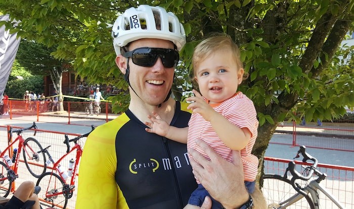  Damian Dollison, who competed in the Men's Masters A, and daughter Oliver. - Elisia Seeber