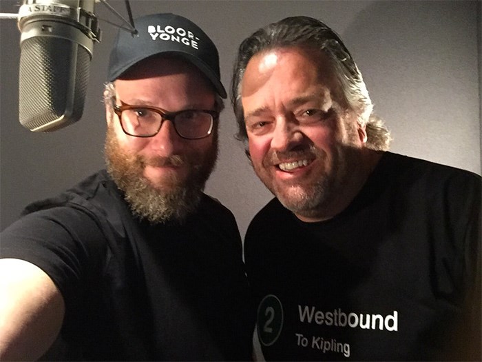  Seth Rogen and the TTC's Brad Ross pose for a photo in the studio. Photo Brad Ross
