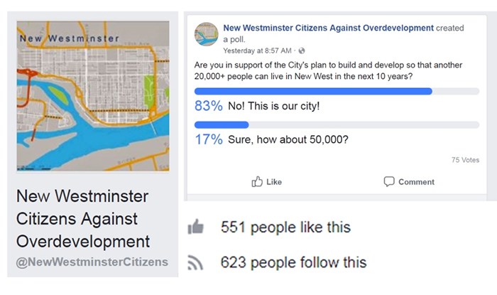  The New Westminster Citizens Against Overdevelopment group has attracted more than 600 followers since in was created in May.