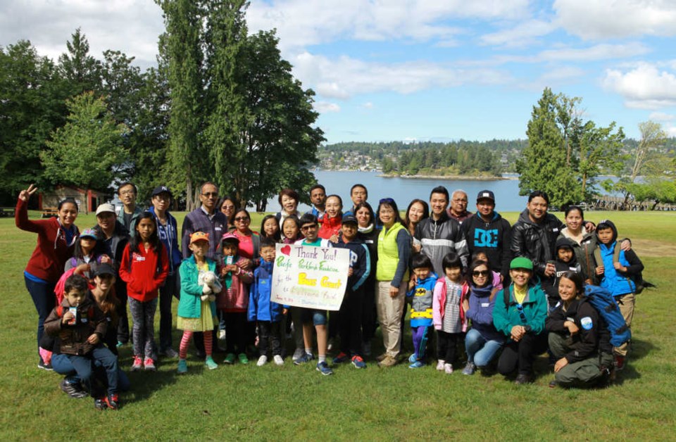  A group of recent immigrant children from an underserved school on a trip to Belcarra Regional Park funded by the Bus Grant. Kim –Lim Gatehouse of Settlement Workers for Schools S.D. #41 – Burnaby.