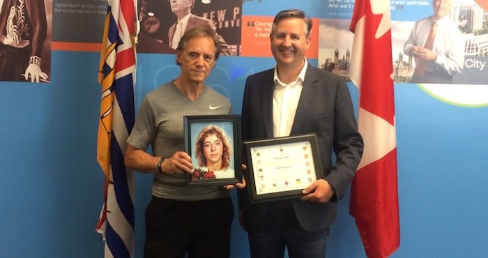  George Sojka (left) and Burnaby South MP Kennedy Stewart. (Photograph By CONTRIBUTED)