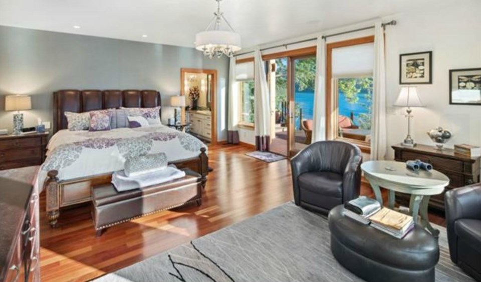  The water-view master bedroom is big enough for its own living area, plus there's a large ensuite and walk-in closet. Listing agents: Scott Piercy, James LeBlanc