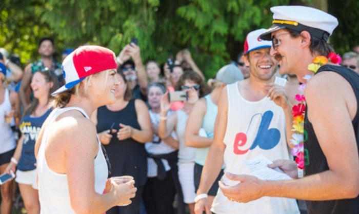  Hilary Spires and Andy Cunard, tied the knot inside the Tsawwassen Sun Festival beer garden on Sunday. The couple were married by friend Alex Elsey.