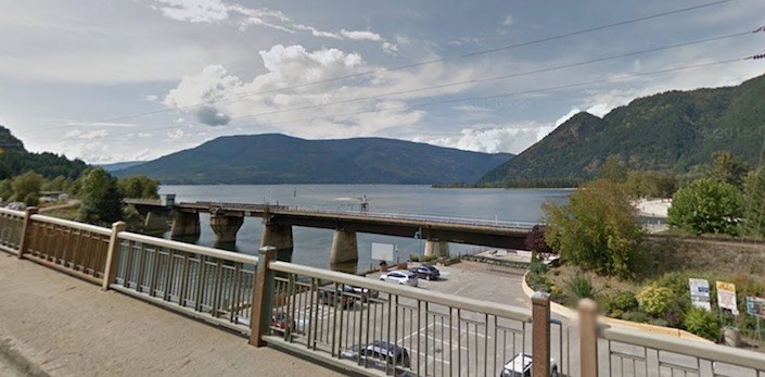  The channel connecting Shuswap and Mara Lakes, from the RW Bruhn Bridge in Sicamous, B.C. (Google Street View)
