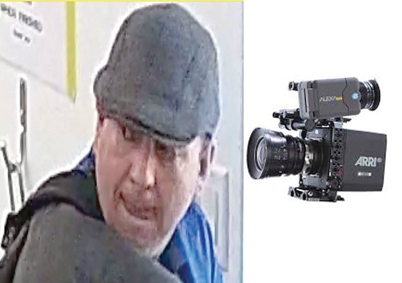  A surveillance image shows a suspect wanted in North Vancouver and the camera he is accused of stealing. photos supplied