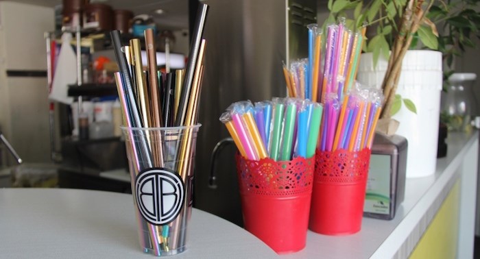  The Bubble Tea Shop has launched reusable stainless steel straws for their customers. Photo: Cecilia Hua