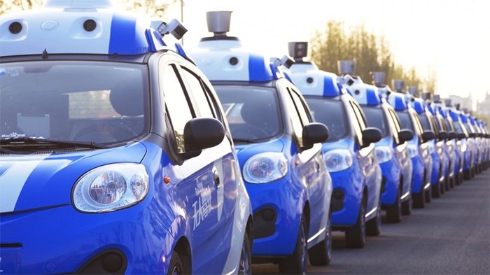  Baidu's driverless car fleet rest-running in Wuzhen during the World Internet Conference | Photo: SCMP handout