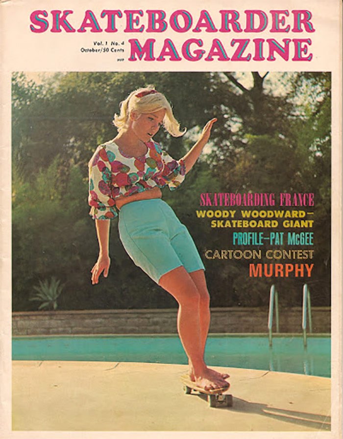  Patti McGee on the cover of the 4th issue of Skateboarder Magazine, 1965