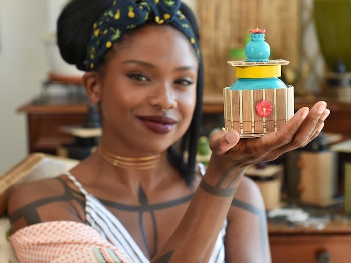  Artist Shay Lhea designs high-end, customized pet urns out of her West End apartment. (Photograph By DAN TOULGOET)