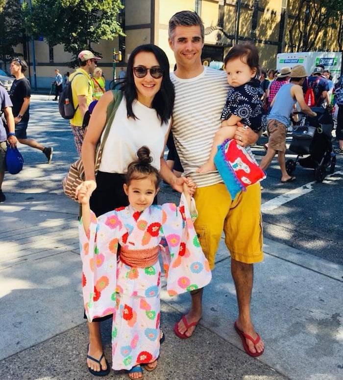  Brette Mullins with wife Noriko and their children Mila, 4, and Lio, eight months.