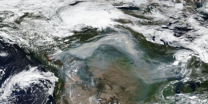  This image shows smoke from fires in B.C. blowing across Canada. This image was acquired Aug. 10 2018, by the Visible Infrared Imaging Radiometer Suite instrument, on board the joint NASA/NOAA Suomi-National Polar orbiting Partnership satellite.