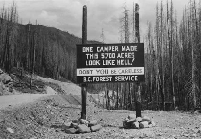  Sign erected at the western edge of the Big Burn in spring 1950. University of