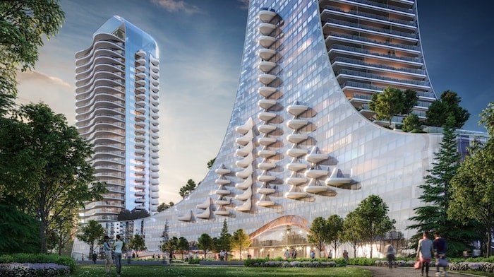  The balconies on the Oakridge Centre's residential towers are reminiscent of Gaudi's 