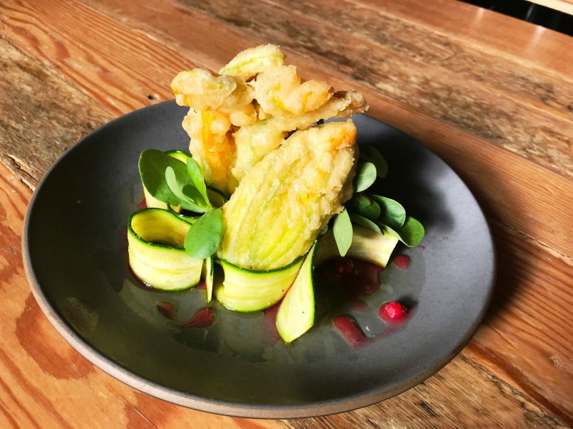  Stuffed squash blossoms at Burdock & Co. Photo Sandra Thomas