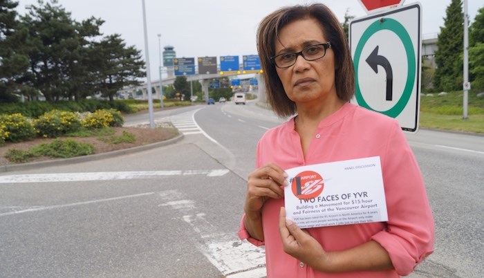  Richmond resident and YVR worker Fipe Wong is advocating for fairer wages at the airport. June, 2017. (Richmond News)