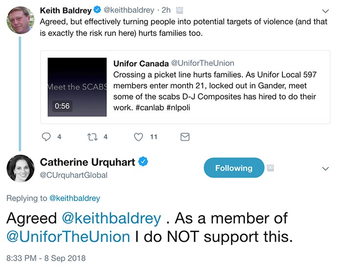  Keith Baldrey and Catherine Urquhart of Global BC aren't the only members expressing their disappointment online. Twitter screengrab