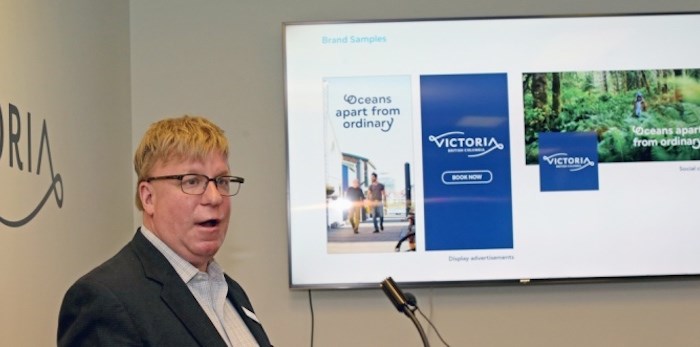  Destination Greater Victoria CEO Paul Nursey at unveiling of group's new name, logo and tag line. Sept. 4, 2018