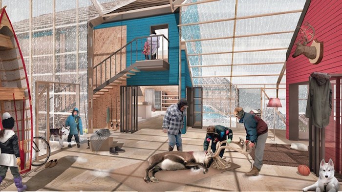  The winning entry in an Architects Without Borders competition to improve Indigenous housing envisions a contemporary community with homes clustered with shared space and utilities?(Architects without Borders)