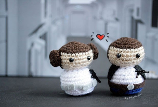  The Geeky Hooker says she has crocheted too many characters to count! Here's Han Solo and Princess Leia. (Photo by Cindy Wang)