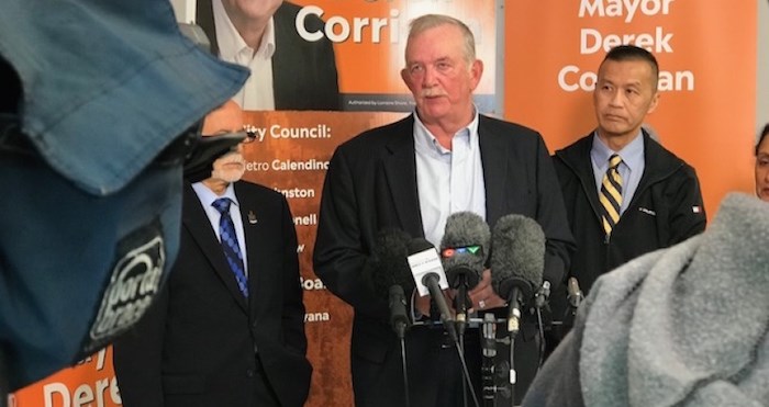  Burnaby Mayor Derek Corrigan announces cameras installed in Central Park. Photo by Kelvin Gawley