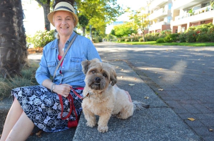  Deborah Henry is grateful her pup Tobi has recovered after eating human feces containing cannabis at Westminster Pier Park. While Tobi required some medical attention, he's suffered no lasting damage from the incident. (Photo by Cornelia Naylor)