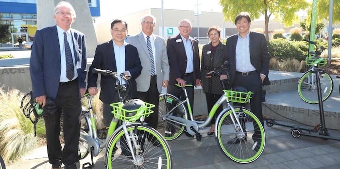  Mayor Malcolm Boride (third from left) and Coun. Ken Johnston (left), Chak Au, Bill McNulty, Linda Mcphail and Derek Dang attended Friday's announcement. Photo submitted