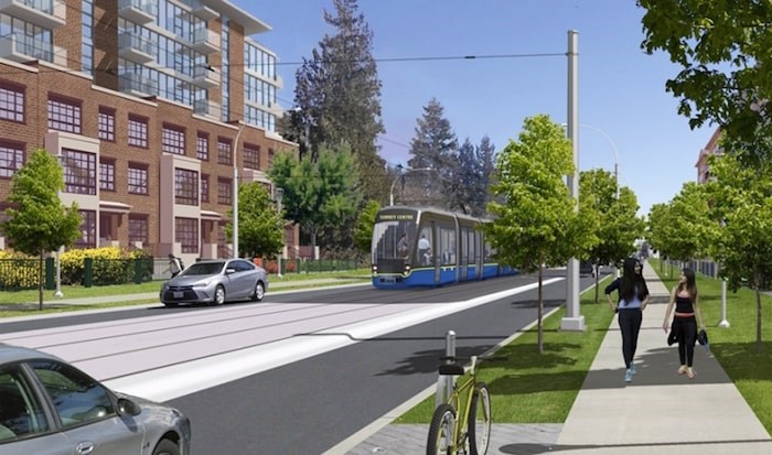  Anticipation of the light-rail transit line linking Newton with central Surrey has helped drive the cost of land zoned for higher-density multi-family in the transit corridor above $4 million per acre. (Surrey City Development)