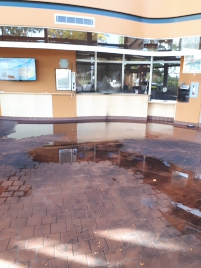  The lobby of the public safety building after a fire was put out Saturday. Photo courtesy Delta police